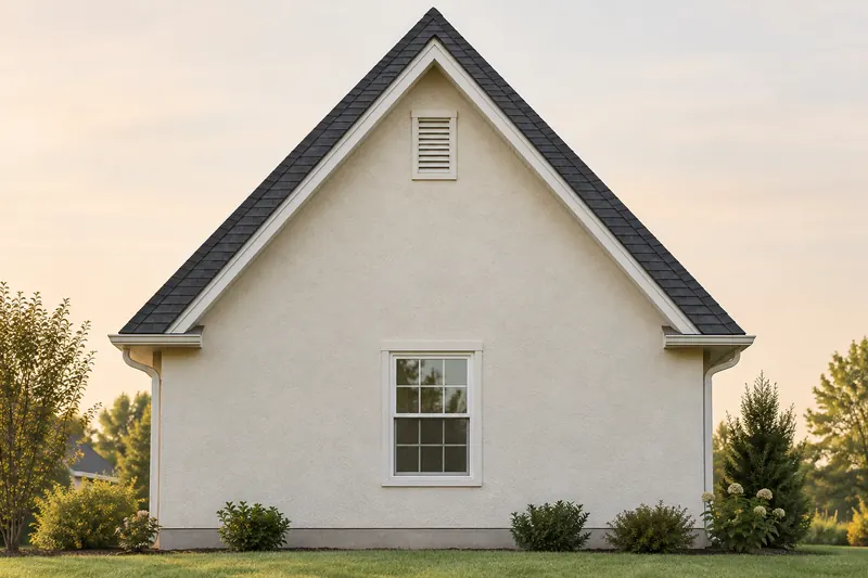 Side view of a house with a steep slope